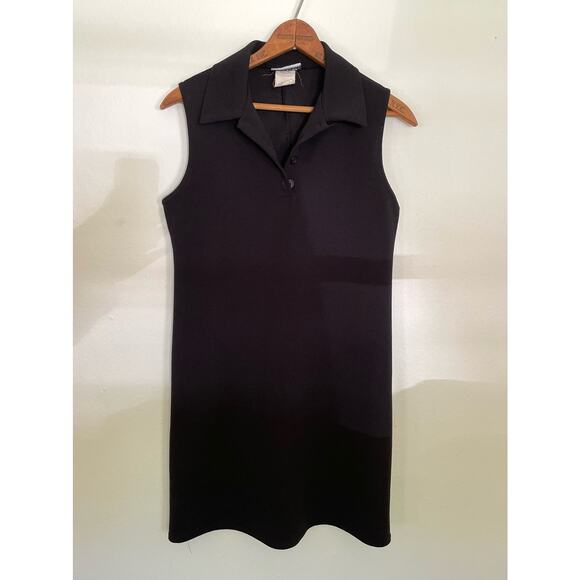 Vintage Black 90s Collared Tank Dress Size Medium - Picture 3 of 6